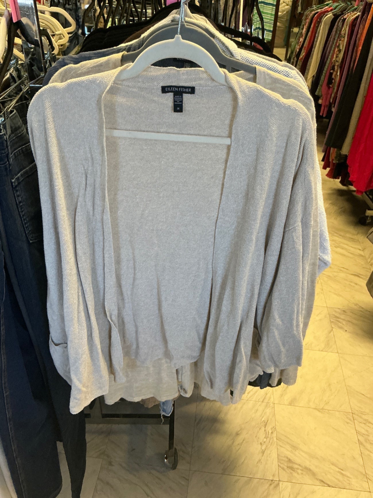 Eileen Fisher Cardigan 2X Light Gray