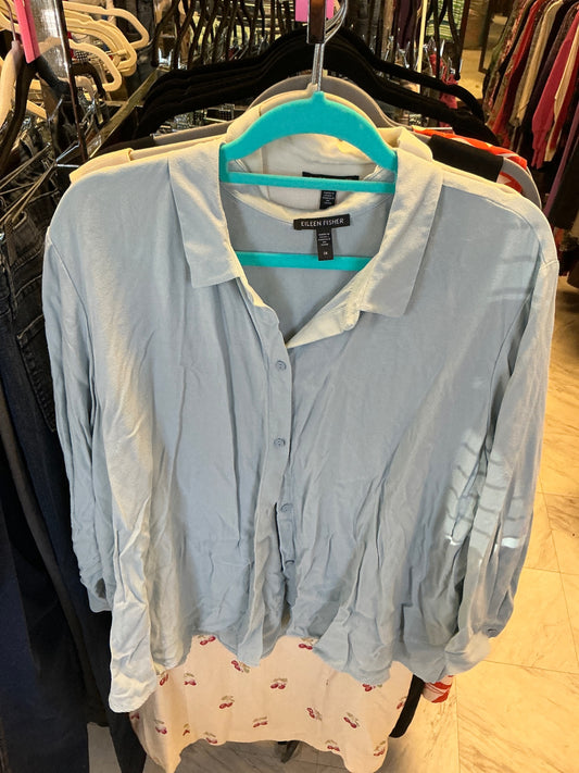 Eileen Fisher Button-Up Shirt 2X Light Blue