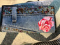 Vintage Embellished Denim Wallet Light Blue