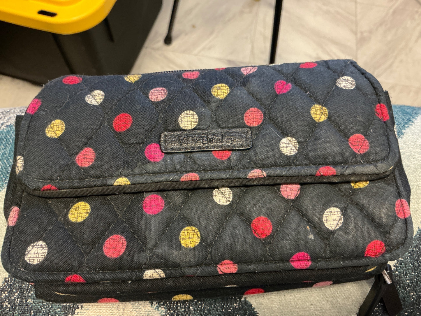 Vera Bradley Wallet Black with multi-colored polka dots