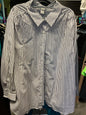 Roaman's Button-Up Shirt 3X White and Brown Stripes