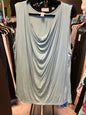 August Silk Tank Top 3X Light Blue