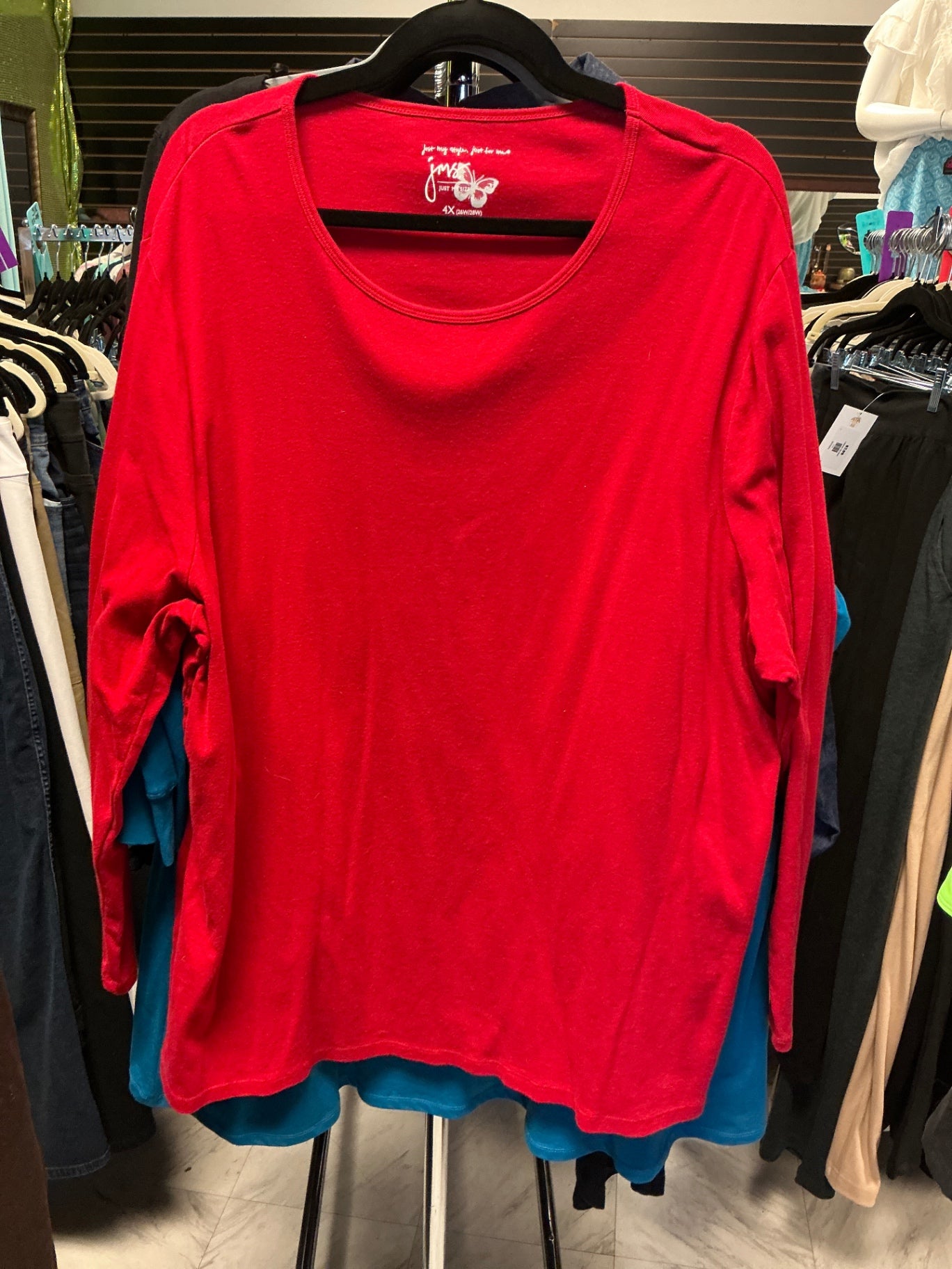Just My Size Long Sleeve T-Shirt 4X Red