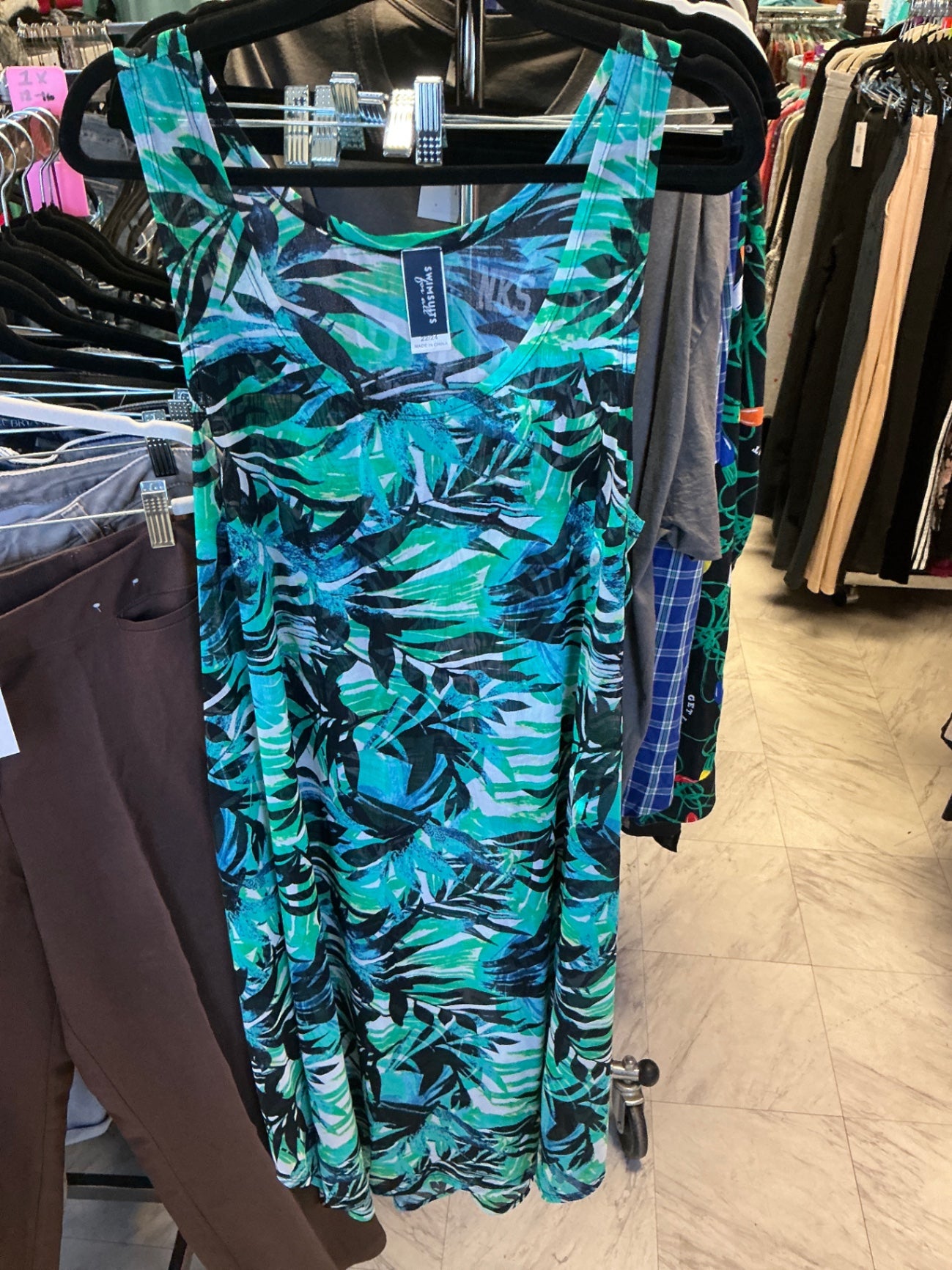 Swimsuits For All Dress 22/24 Blue and Green