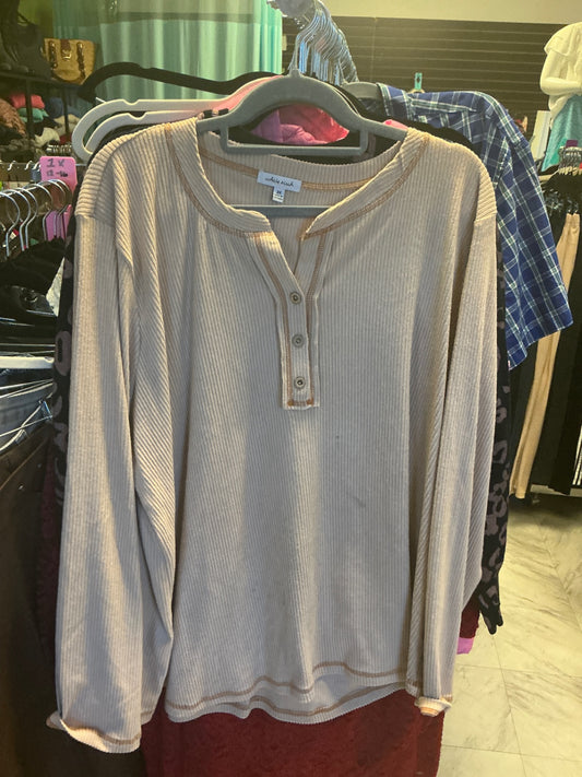 White Birch Henley Shirt 3X Beige