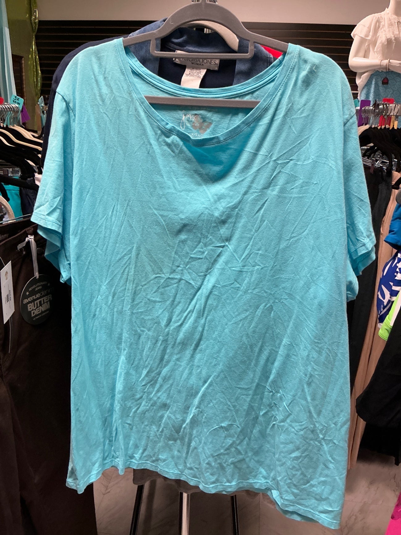 Just My Size T-Shirt 5X Turquoise