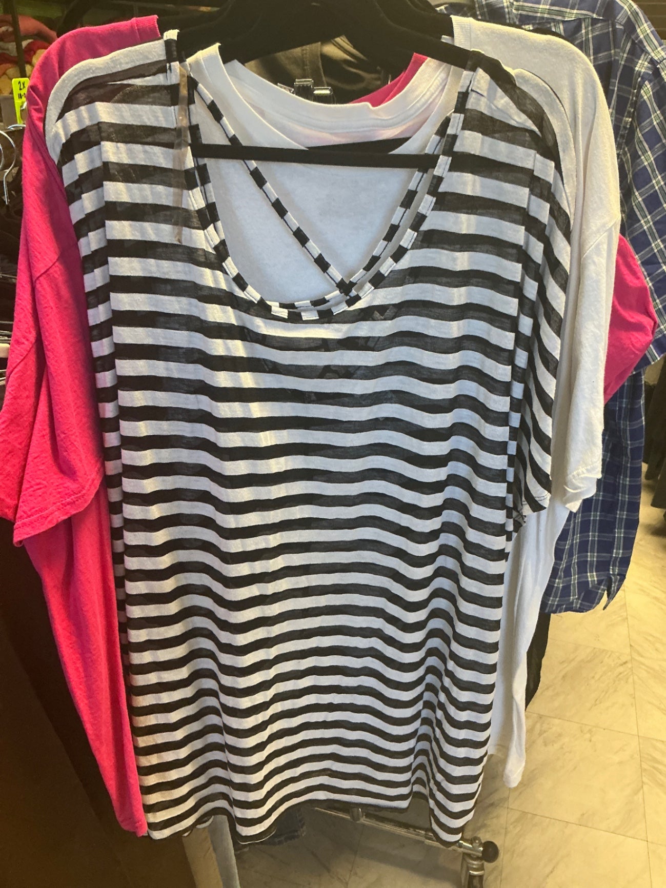 Time and Tru T-Shirt 3X Black and White Striped