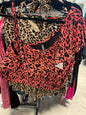 Torrid Top 3 Coral/Black Leopard Print