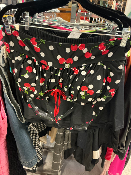 Torrid Swim Top 3 Black with Red and White