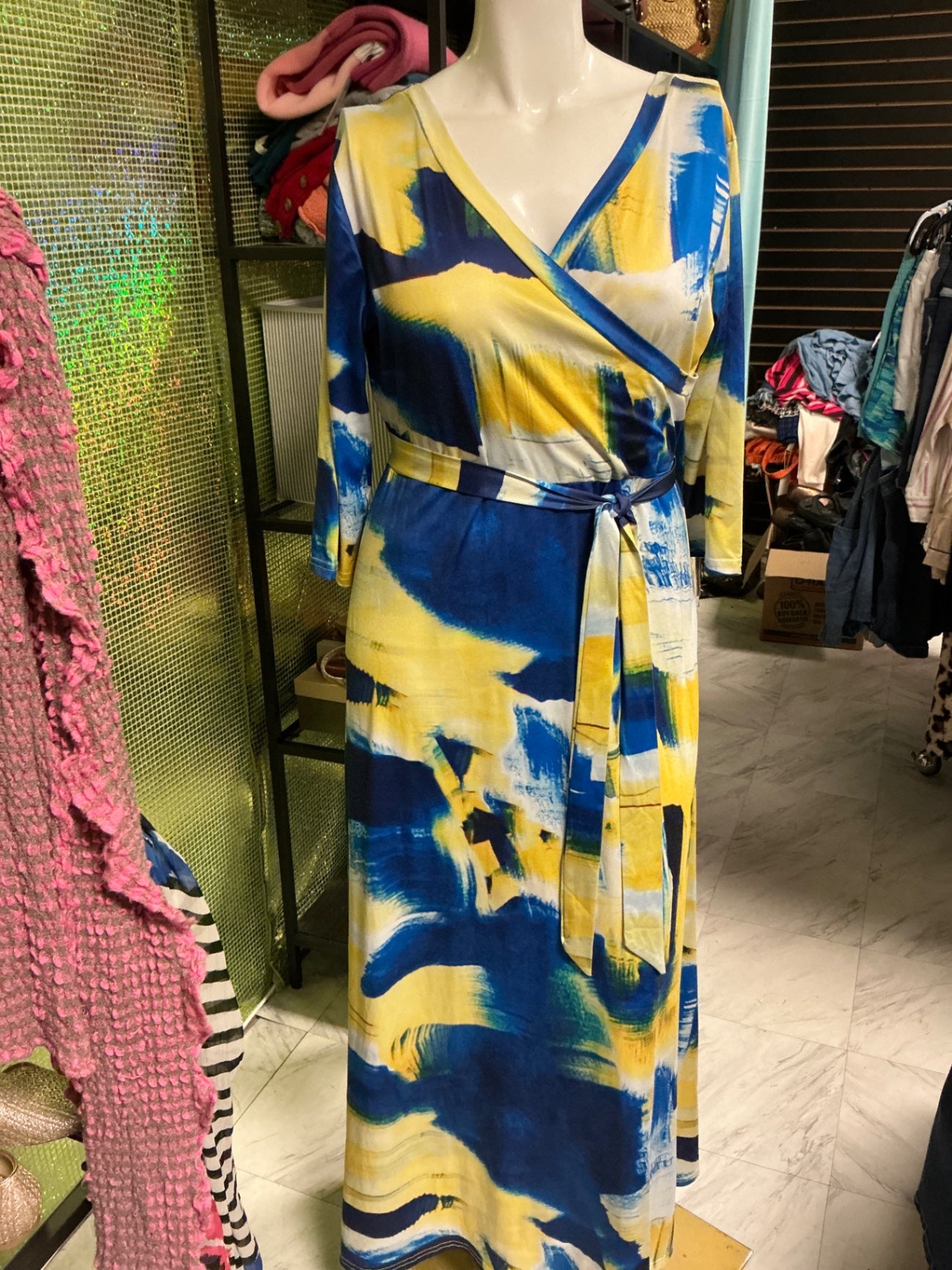 Dress - Blue and Yellow - 1X