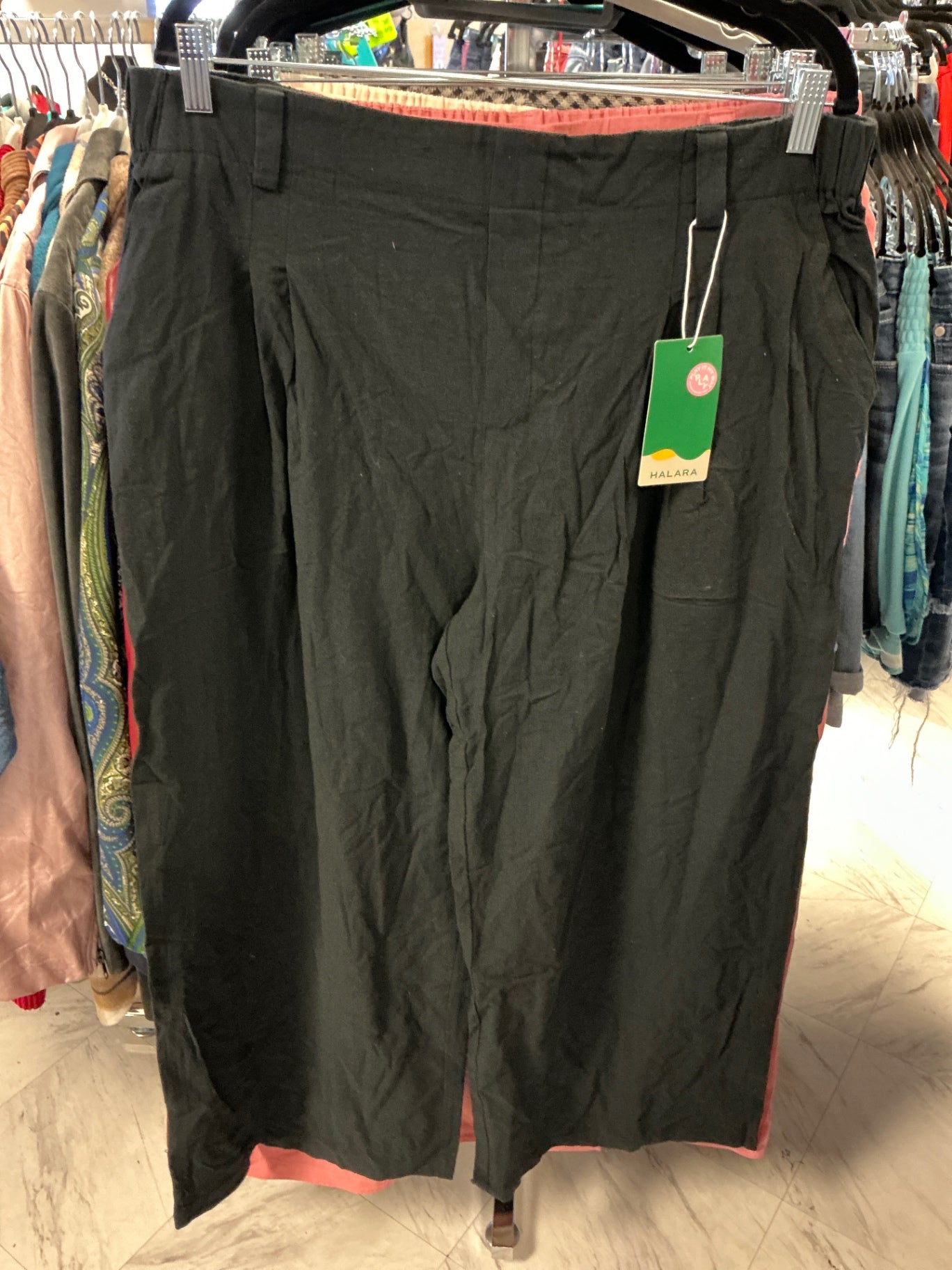 Halara Wide Leg Linen Pants - Black - 1X NWT