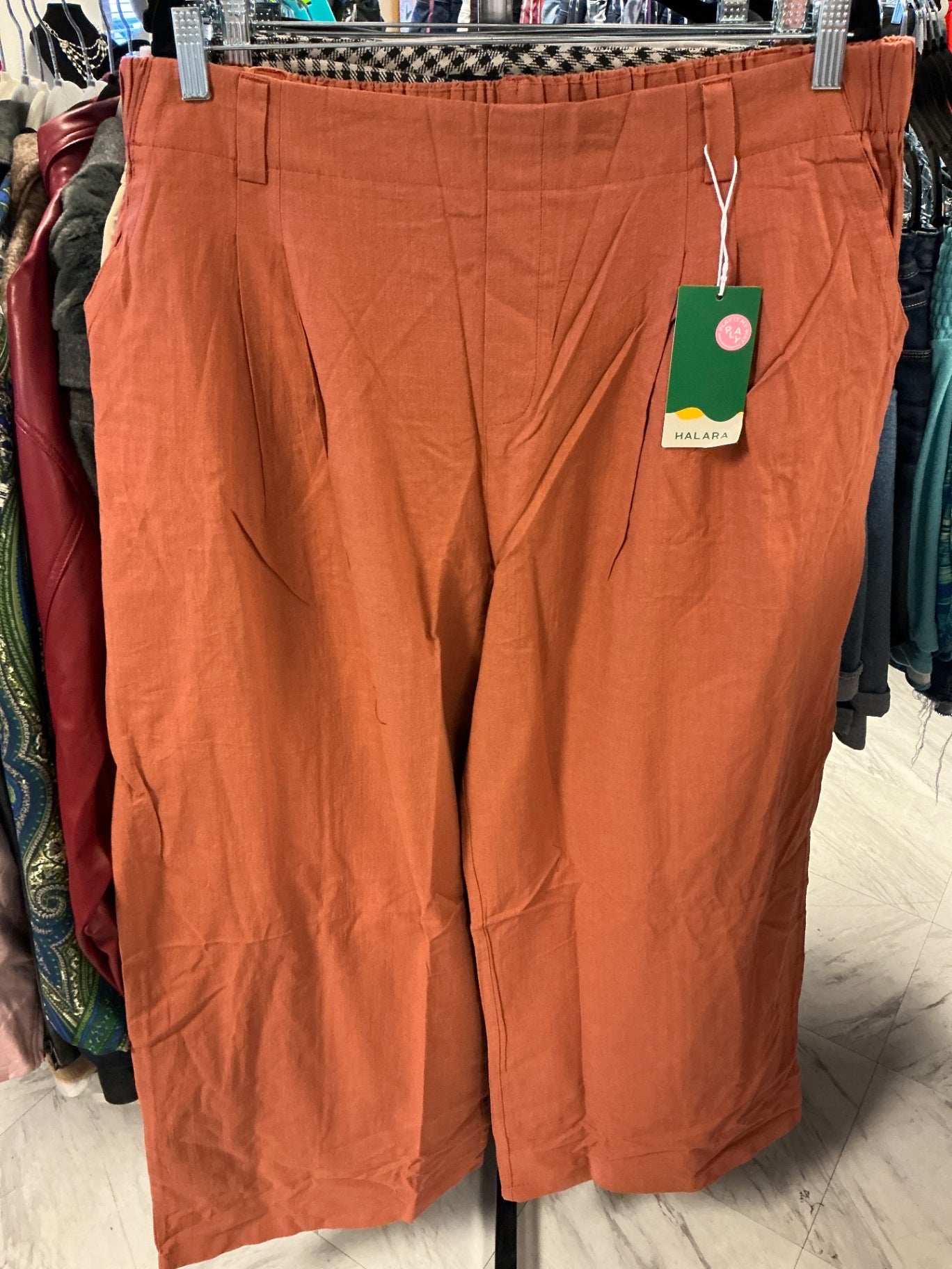 Halara Wide Leg Linen Pants - Rust - 1X NWT