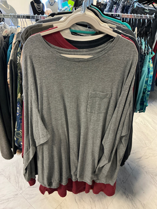 Roundtree & Yorke Long Sleeve Top - Gray - 4X