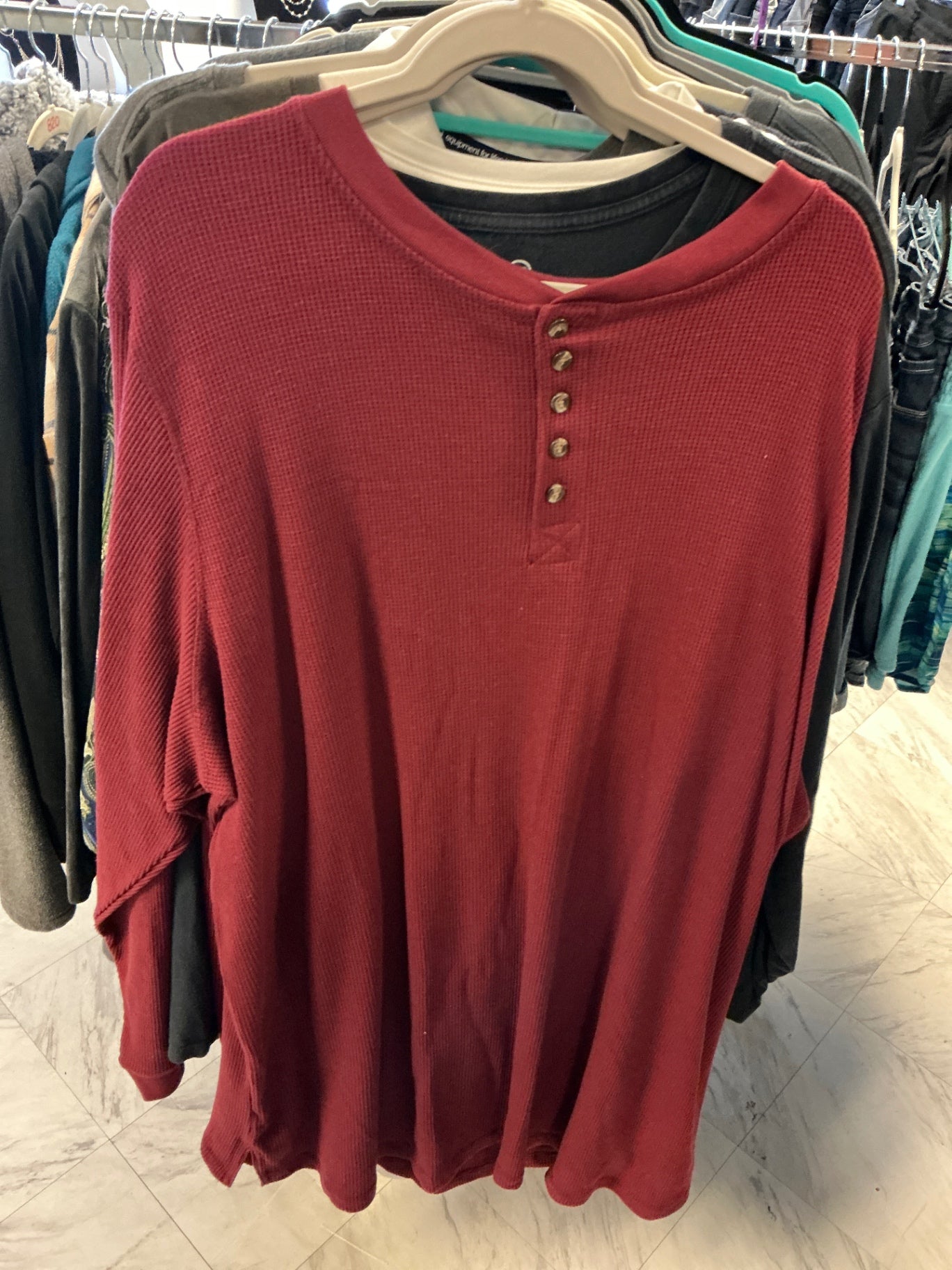 King size Long Sleeve Top - Burgundy - 5X