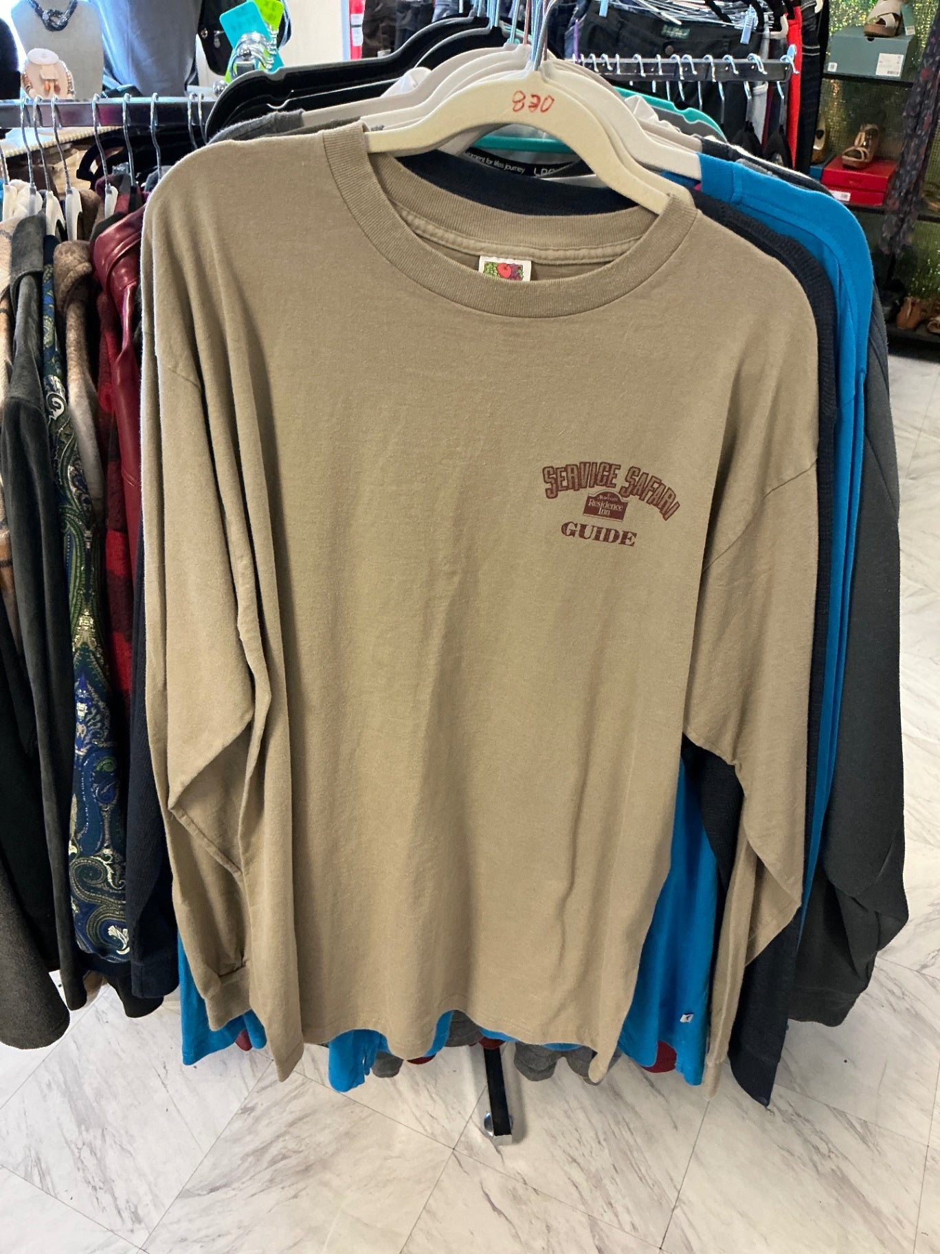Fruit of the Loom Long Sleeve T-Shirt - Khaki - 1X