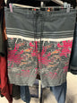 Swim Shorts - Gray with Pink and Multicolor Accents - 4XB