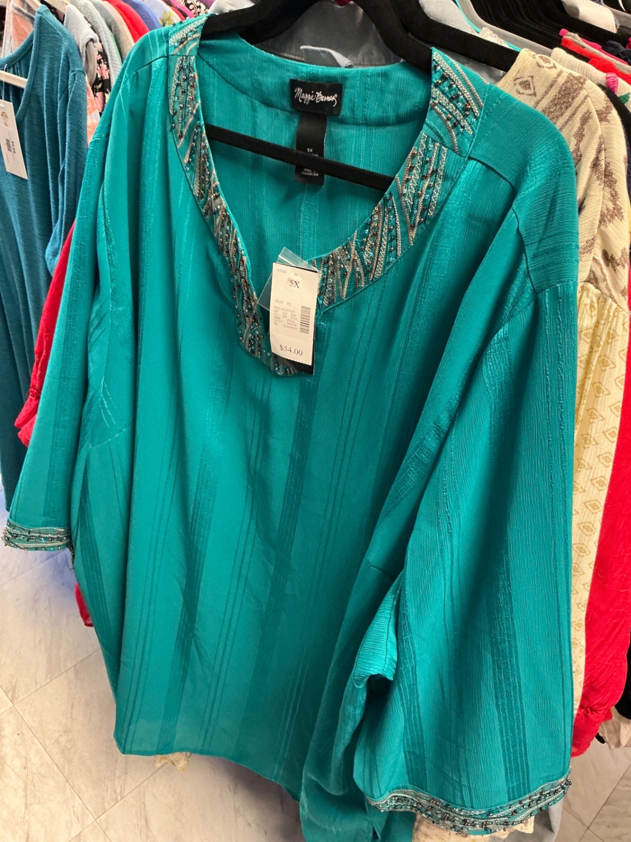 Maggie Barnes Tunic - Teal - 5X NWT