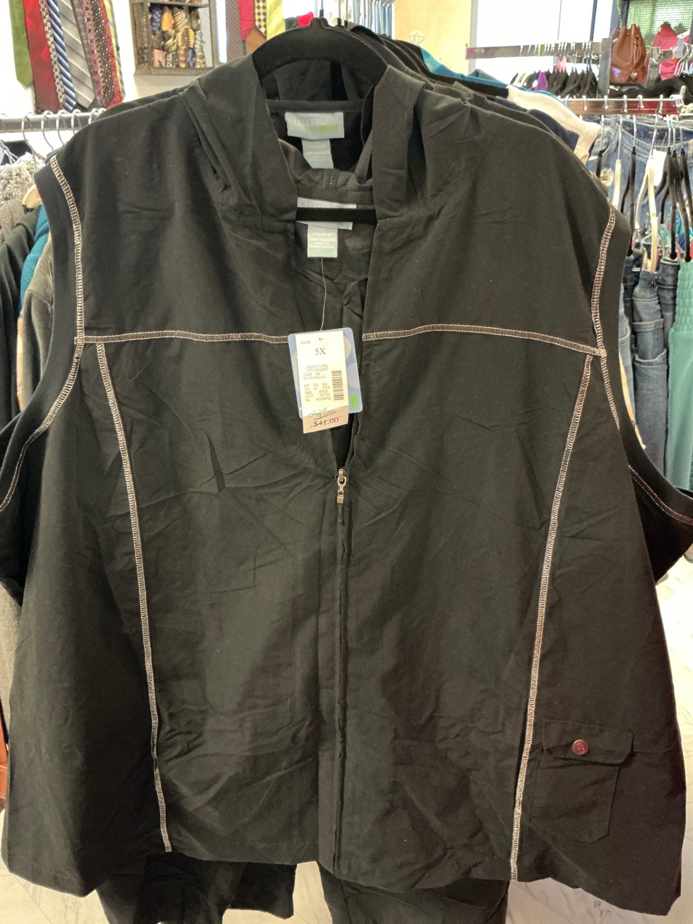 Liz&Me Sleeveless Hooded Jacket - Black - 5X NWT