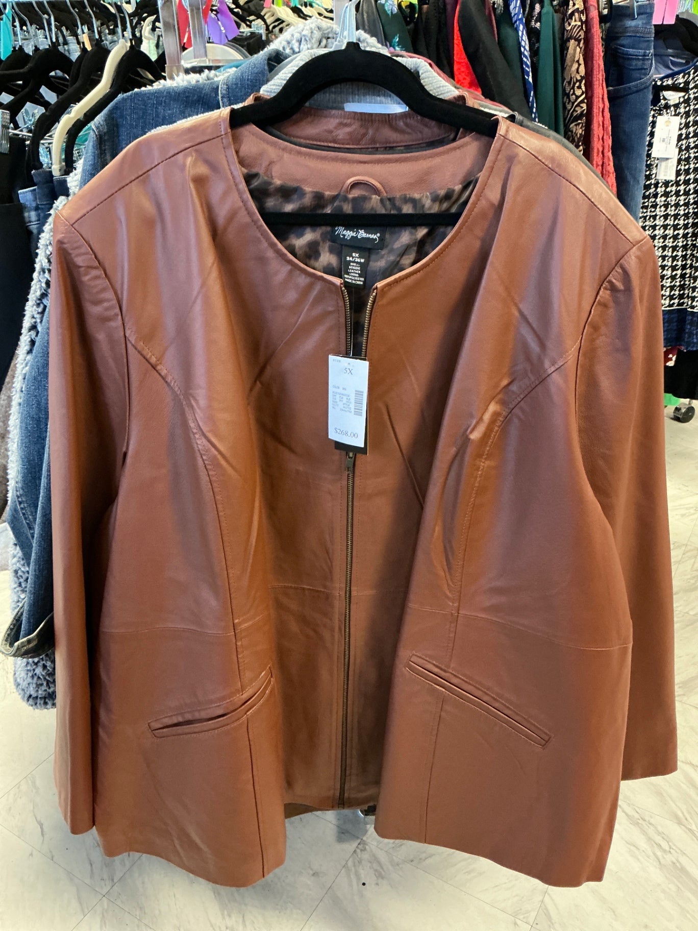 Maggie Barnes Leather Jacket - Brown - 5X NWT