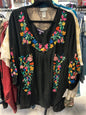 Roaman's Blouse - Black with multicolor embroidery (pink, blue, yellow, orange, green) - 44W