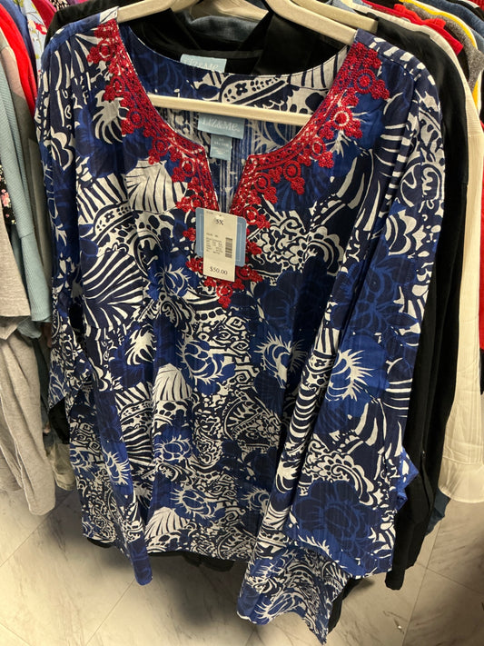 Liz & Me Blouse - Navy blue, White, Red - 5X NWT