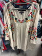 Roaman's Blouse - Cream with Multicolor embroidery - 44W NWT