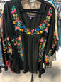 Roaman's Embroidered Blouse - Black with multicolored embroidery - 44W NWT