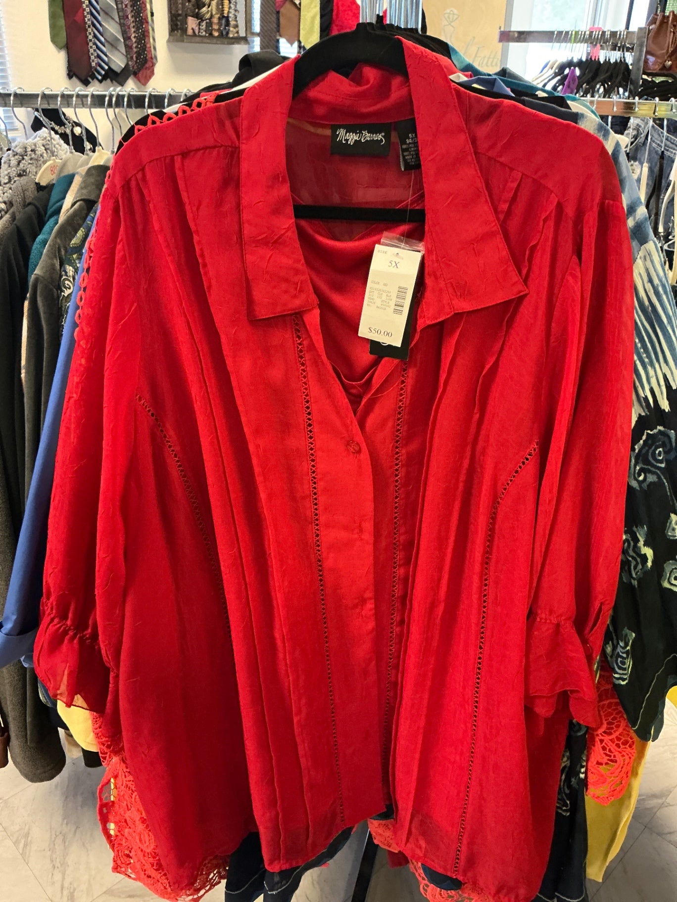 Maggie Barnes Blouse - Red - 5X NWT