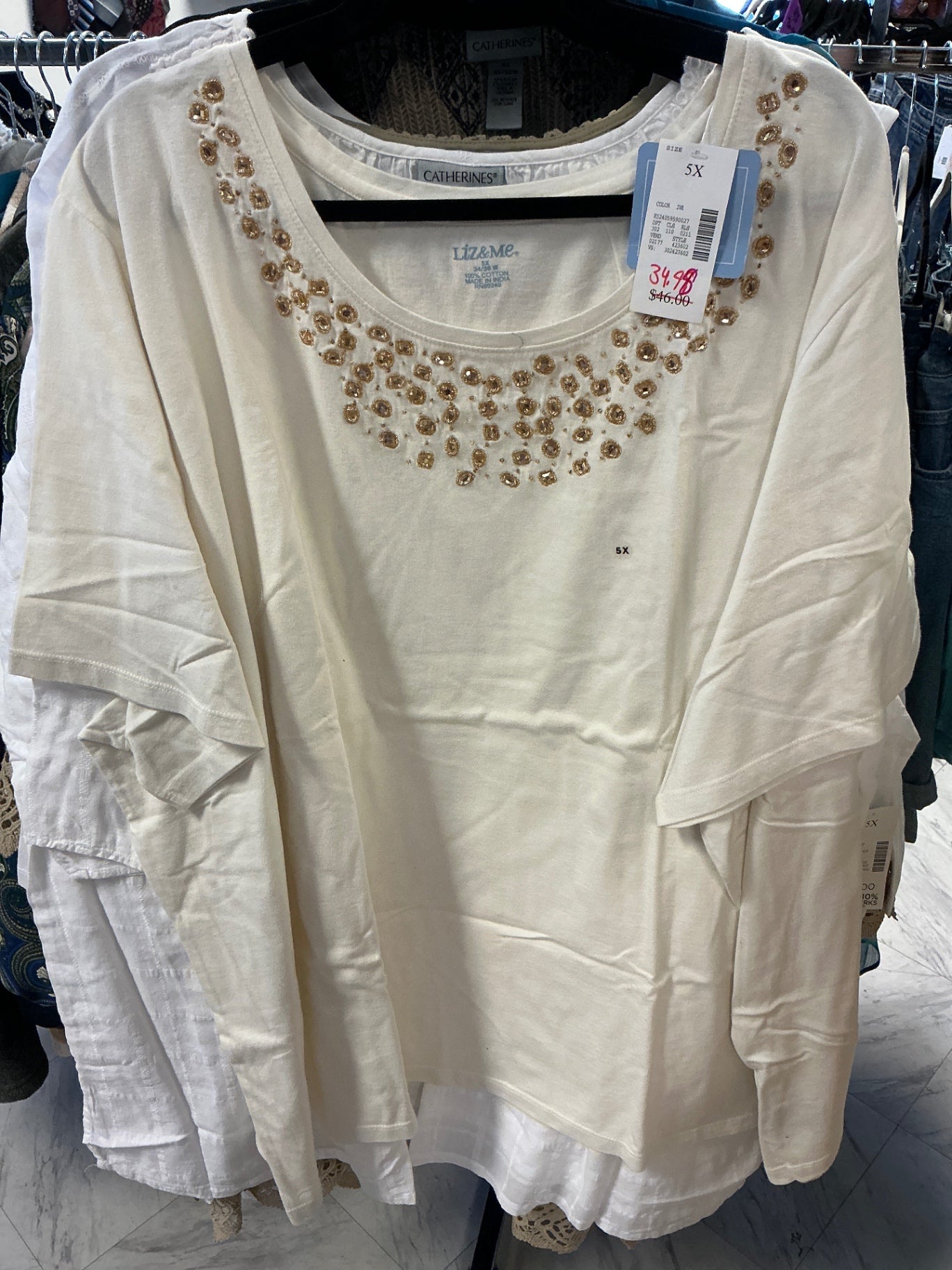 Liz&Me T-Shirt - Ivory - 5X NWT