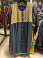 Custom Made Dress - Navy blue with gold and silver embroidery - 5-6X
