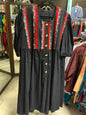 Custom Made Denim Dress - Navy Blue w/ Multicolor - 5-6X