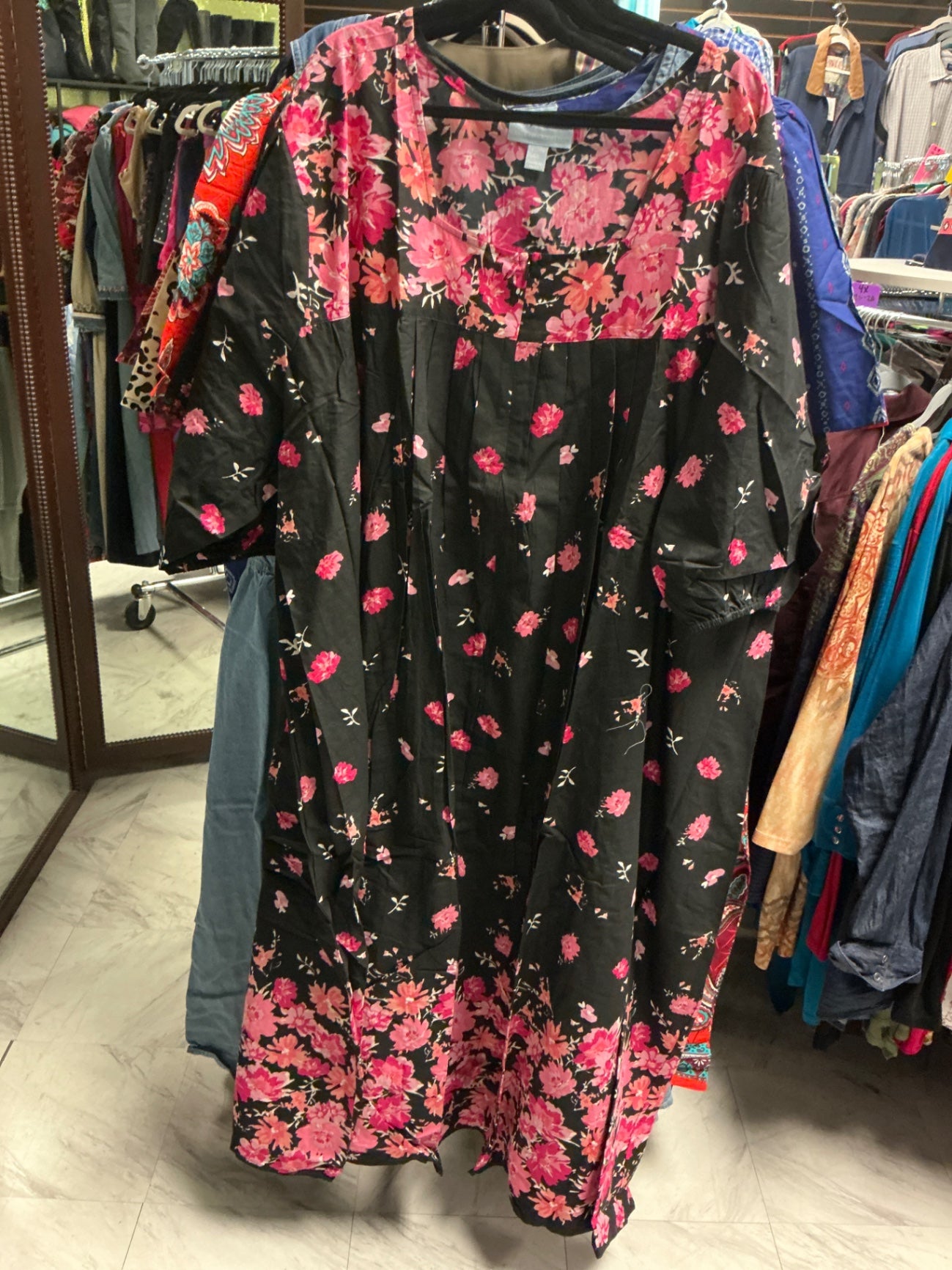 Only Necessities Dress - Black, Pink, and Coral - 6X 42/44 NWOT