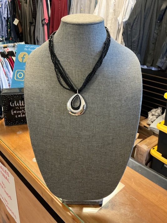 Necklace - Silver and Black -