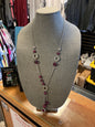 necklace - silver and burgundy -