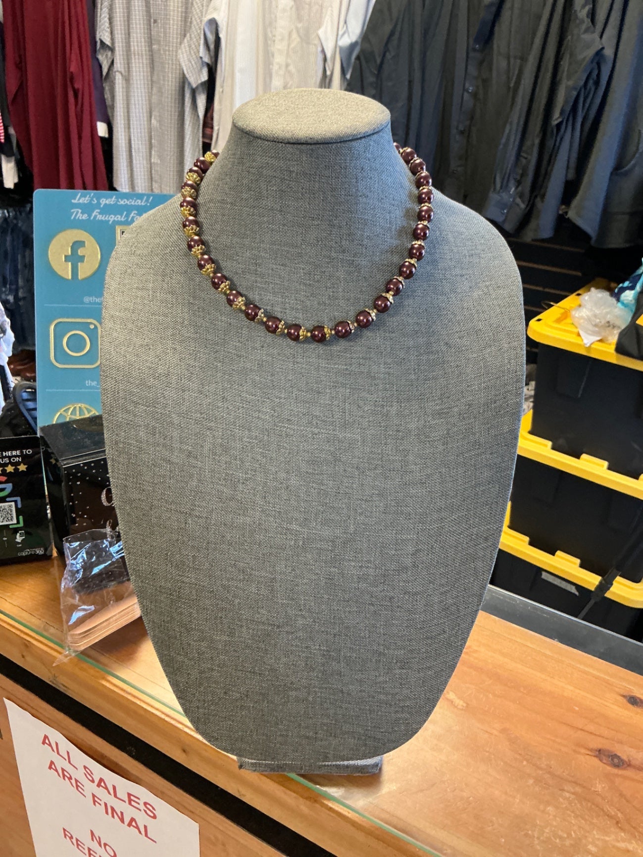 Necklace - Burgundy and Gold -