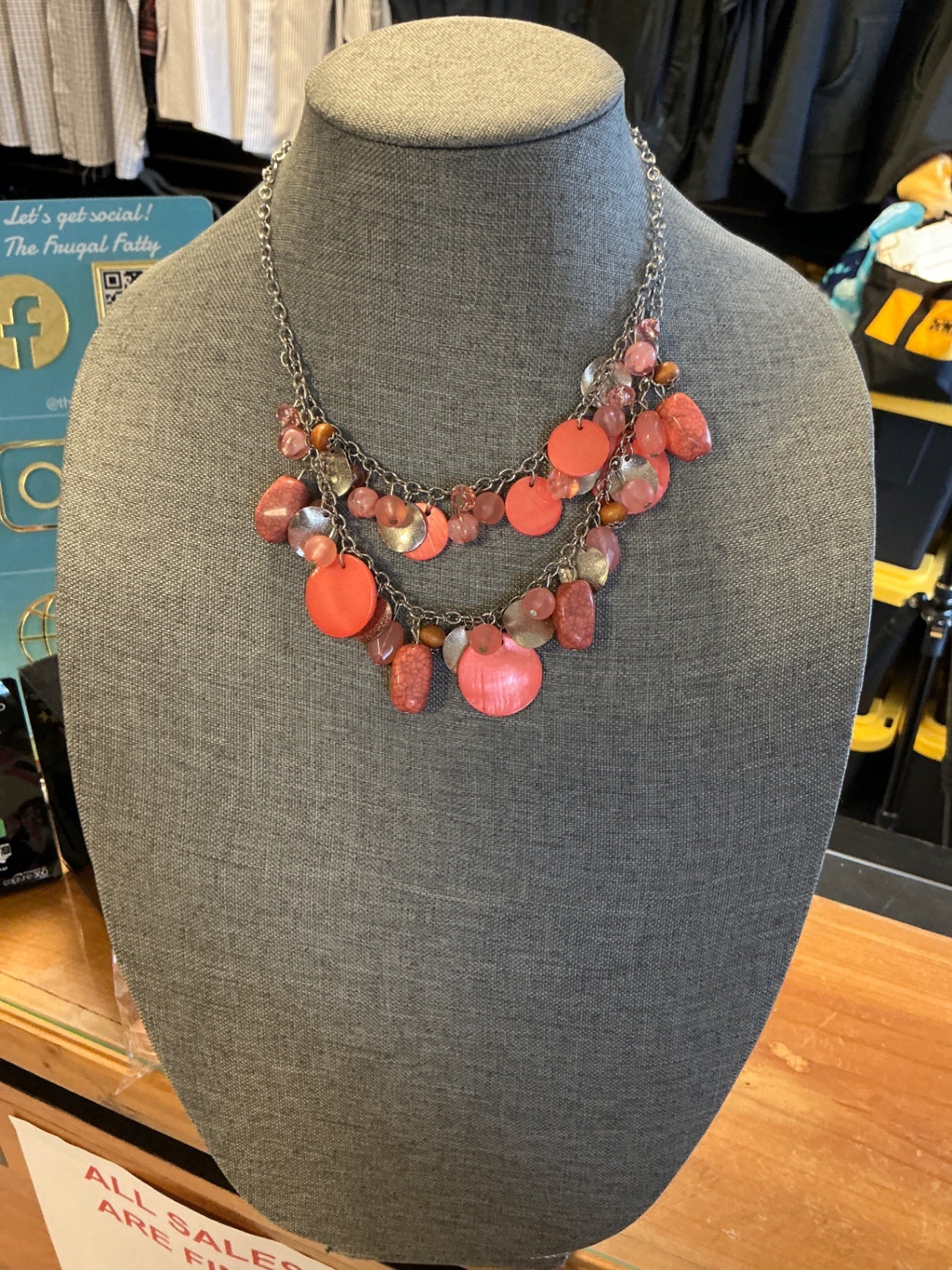 Necklace - Pink and Silver -