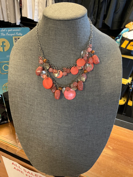 Necklace - Pink and Silver -