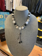 Necklace - Black, White, Silver -