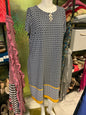 Tacera Dress - Navy blue, white, yellow - 2X