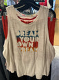 Secret Treasurs Pajama Tank/Shorts Set - Cream/Beige with multicolor print - 3X