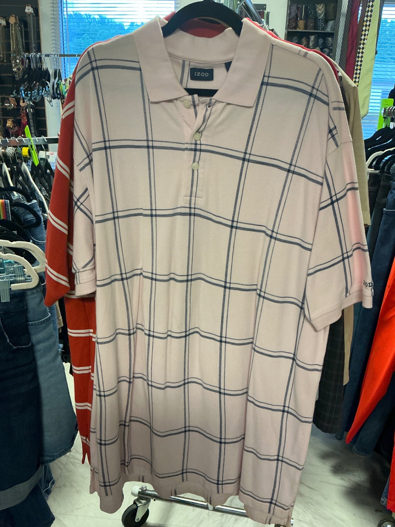 IZOD Polo Shirt - Pink, Navy Blue - 2XLT