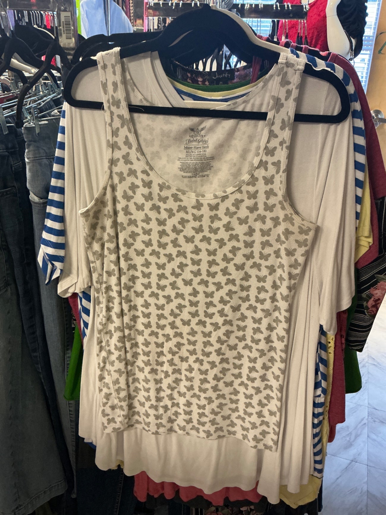 Faded Glory Tank Top - White and gray - XL