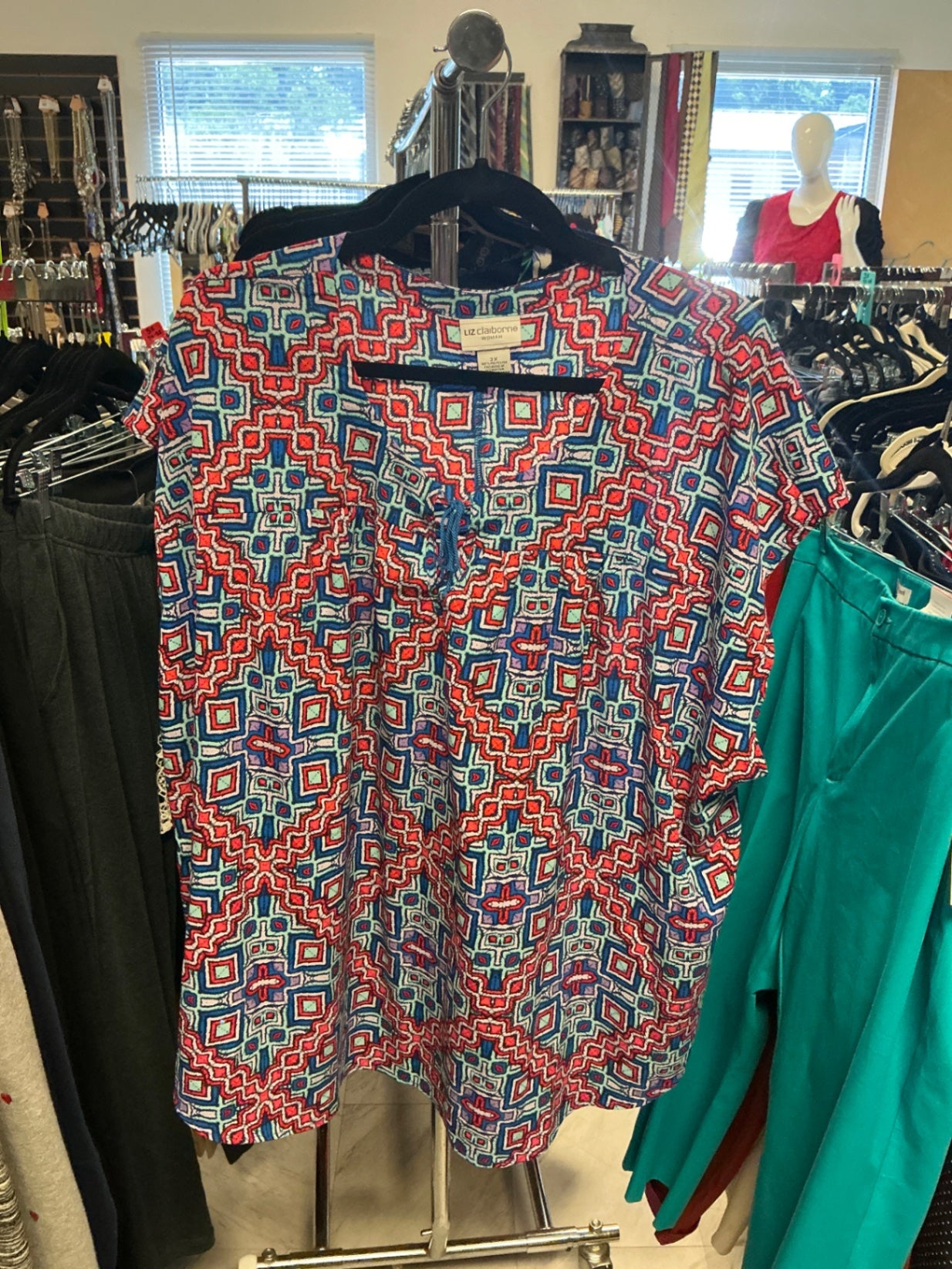 Liz Claiborne Blouse - Multicolor (primarily red, blue, white, and pink) - 3XL