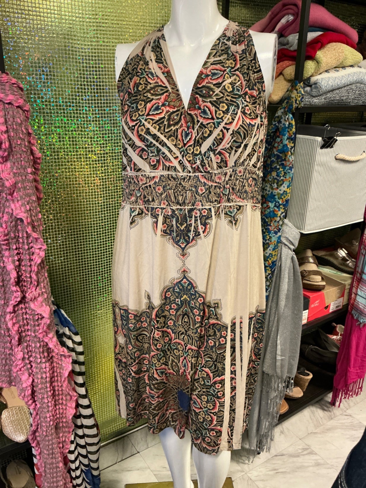 Dress - Beige with multicolored patterns - 2X