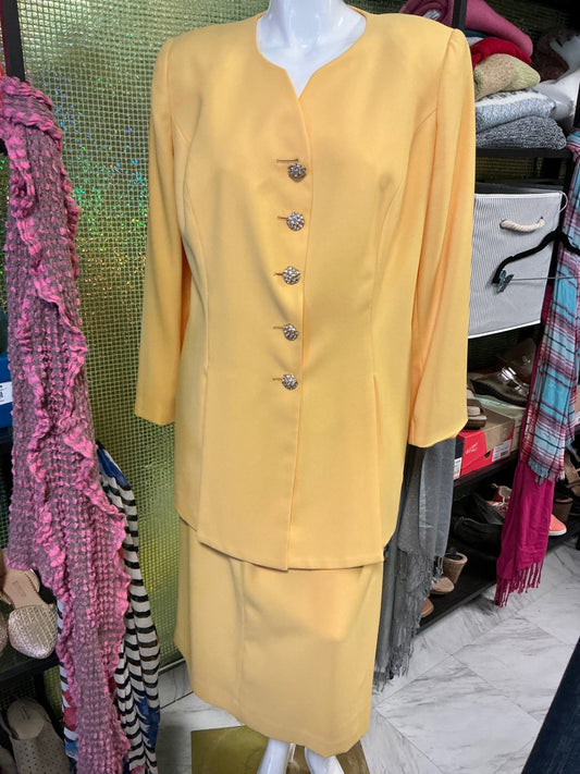 Lily & Taylor Woman Skirt Suit Set - Yellow - 16