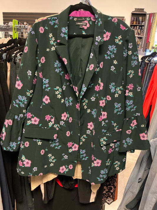 LANE BRYANT Blazer - Dark green with pink, blue, white, and purple floral pattern - 26