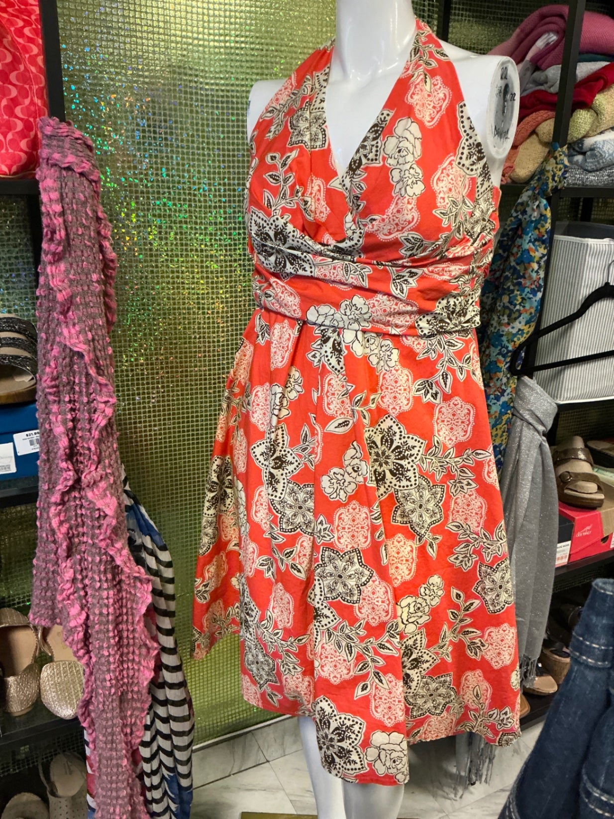 KSL Dress - Coral and Cream with Black Details - 16W