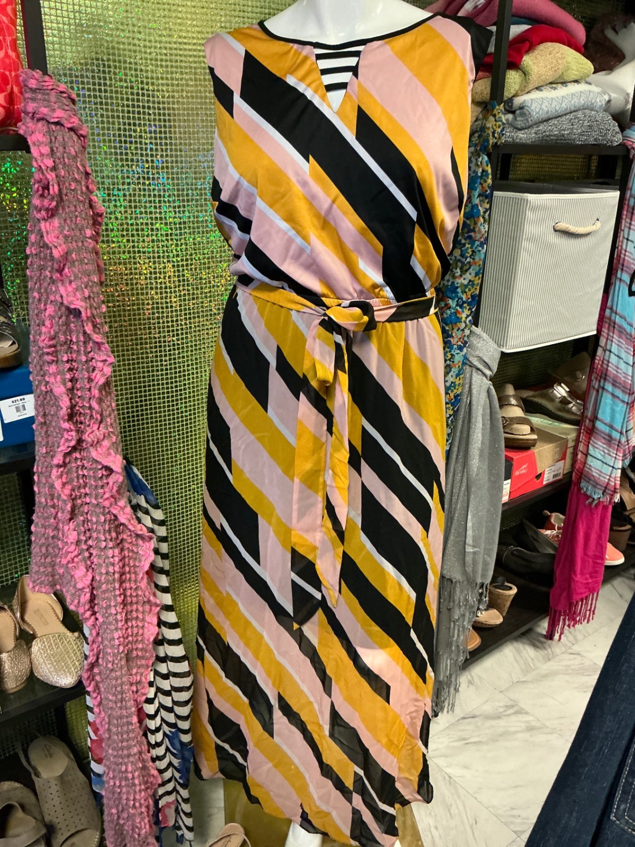 Lane Bryant Maxi Dress - Yellow, Pink, Black, White - 24