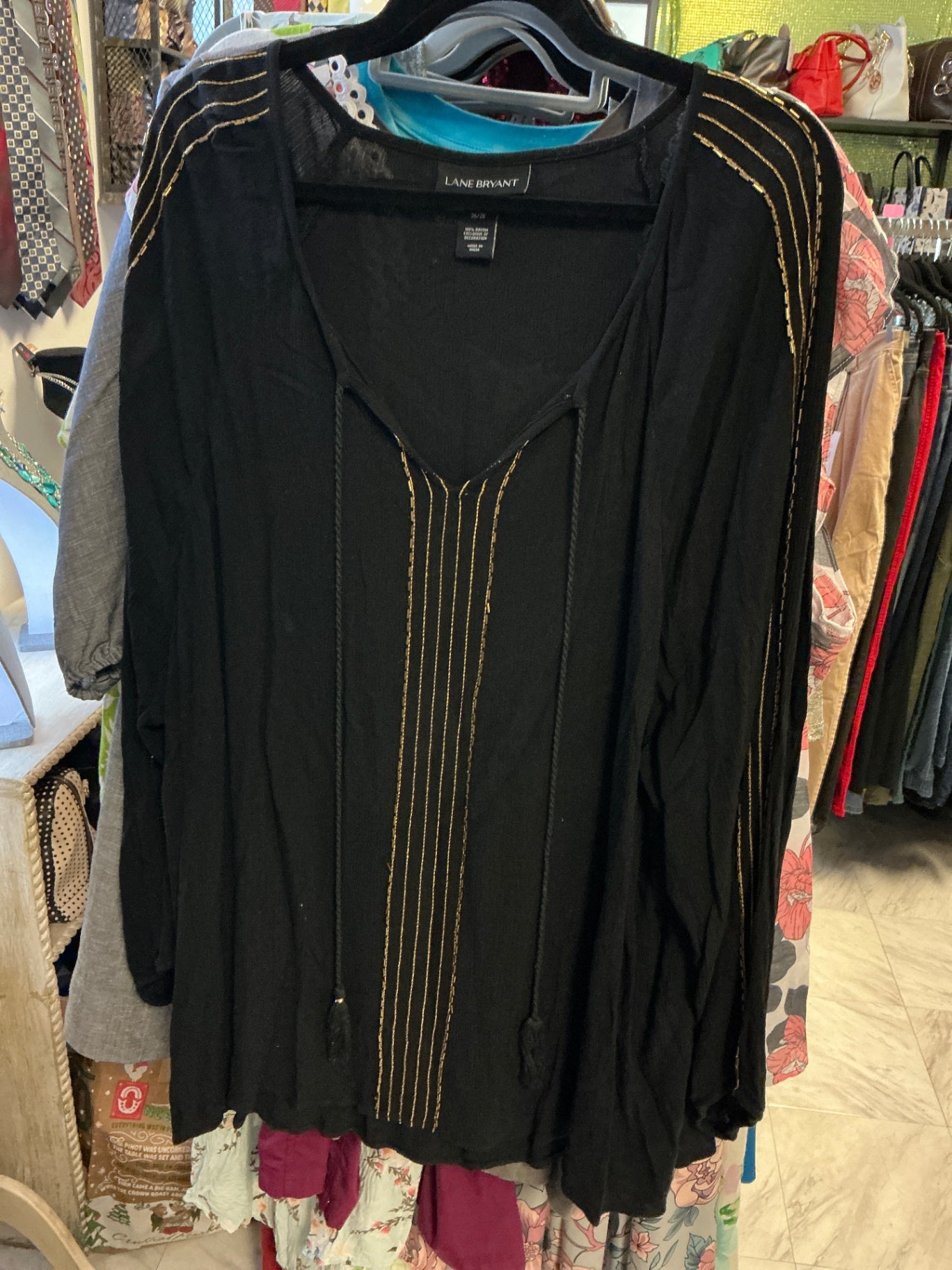 Lane Bryant Peasant Blouse - Black - 26/28