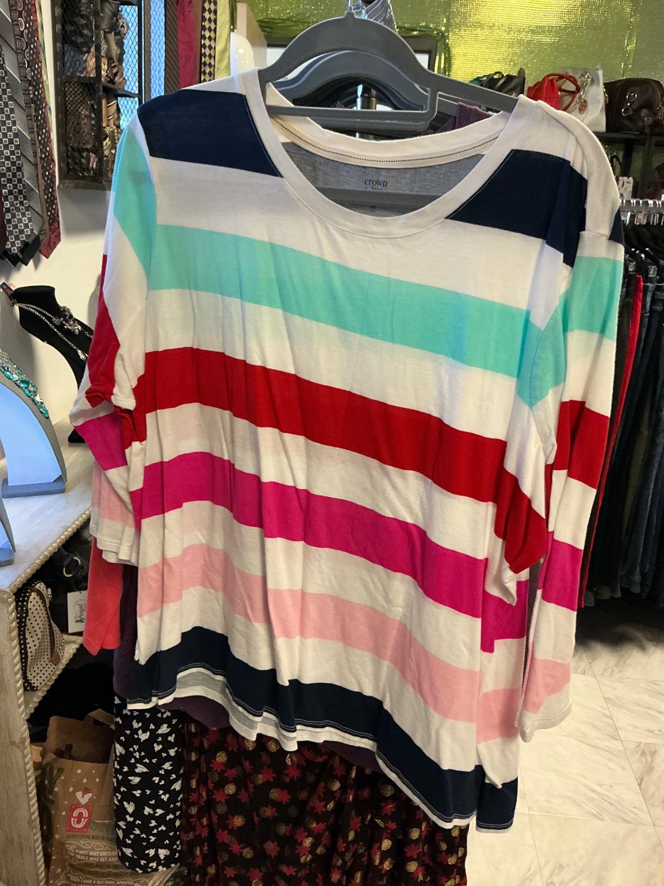 Crown & Ivy Long Sleeve T-Shirt - Multicolor - 3X